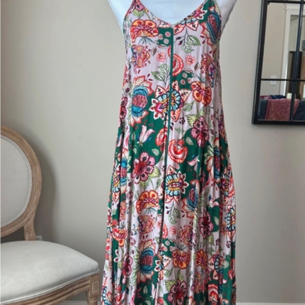 NATURAL LIFE Pink and Green Floral Maxi Dress